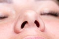 Macro of woman nose Royalty Free Stock Photo