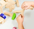 Macro wooden blocks playing