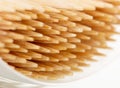 Macro wooden tips toothpicks isolated on white Royalty Free Stock Photo