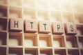Macro Of The Word HTTPS Formed By Wooden Blocks In A Typecase