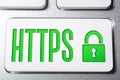 Macro Of The Word HTTPS With A Lock Security Icon On A Keyboard Button