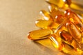Macro of yellow gel pills Royalty Free Stock Photo