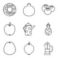 Macrobiotic food icons set, simple style