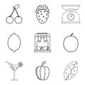 Macrobiotic menu icons set, simple style