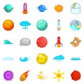 Macrocosm icons set, cartoon style