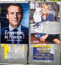 Macron and Le pen posters vandalized in city