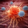 Macrophages Attack Cancer Cells. Generative AI Royalty Free Stock Photo