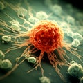 Macrophages attack cancer cells. Generative AI. Generative AI