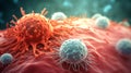 Macrophages attack cancer cells. Generative AI Royalty Free Stock Photo