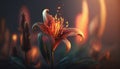 Macrophoto of an amazing fire lily in the night