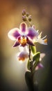 Macrophoto of an amazing purple and white orchid