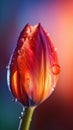 Macrophoto of red tulip with water dropps