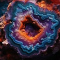 Macroscopic view inside a geode with vibrant crystal formations Royalty Free Stock Photo