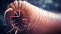 Macroscopic view of Parasitic worm, beef tapeworm, cestode. Macro image of a helminth. Concept of parasitology, medical Royalty Free Stock Photo