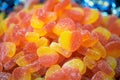 Macroshot of heart shaped jelly candies Royalty Free Stock Photo