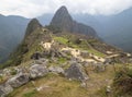 Macupicchu view and Waynapicchu mountain Royalty Free Stock Photo