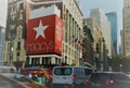 Macys Building New York City Moving Cars People and Traffic