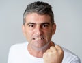 Mad and aggressive guy in facial expressions and human emotions Royalty Free Stock Photo