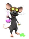 Mad cartoon mouse doing a science experiment, image three. Royalty Free Stock Photo