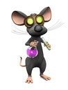 Mad cartoon mouse doing a science experiment, image two. Royalty Free Stock Photo
