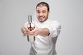 Mad Chef Holding Cream Whipper Royalty Free Stock Photo