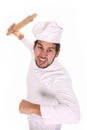 Mad chef with rolling pin Royalty Free Stock Photo