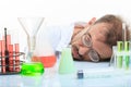 Mad chemist in the lab doing reaction Royalty Free Stock Photo