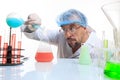 Mad chemist in the lab doing reaction Royalty Free Stock Photo