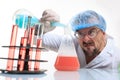 Mad chemist in the lab doing reaction Royalty Free Stock Photo