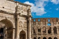 Mad clouds and Coliseum old building in Rome city, Italy Royalty Free Stock Photo