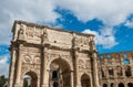 Mad clouds and Coliseum old building in Rome city, Italy Royalty Free Stock Photo