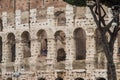 Mad clouds and Coliseum old building in Rome city, Italy Royalty Free Stock Photo