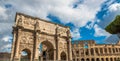 Mad clouds and Coliseum old building in Rome city, Italy Royalty Free Stock Photo