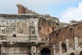 Mad clouds and Coliseum old building in Rome city, Italy Royalty Free Stock Photo