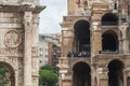 Mad clouds and Coliseum old building in Rome city, Italy Royalty Free Stock Photo