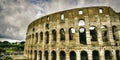 Mad clouds and Colisseum old building in Rome city, Italy Royalty Free Stock Photo