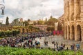 Mad clouds and Colisseum old building in Rome city, Italy Royalty Free Stock Photo