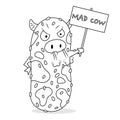 Mad Cow Disease Cell Vector Cartoon Colorless Royalty Free Stock Photo