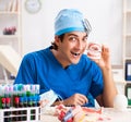 Mad doctor working in the clinic Royalty Free Stock Photo