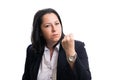 Mad female entrepreneur showing fist as angry gesture Royalty Free Stock Photo