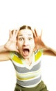 Mad girl shouts. Royalty Free Stock Photo