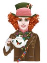 Mad hatter with Christmas elements on hat Royalty Free Stock Photo