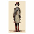 Mad Hatter Print In The Style Of Bruno Walpoth: Victorian-era Clothing And Panoramic Scale
