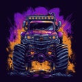 mad max car mosnter truck tshirt design mockup printable cover tattoo isolated vector illustration Royalty Free Stock Photo