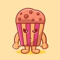 Mad muffin cake mascot isolated cartoon in flat style