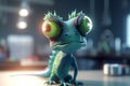 The Mad Scientist Chameleon: A Photorealistic Cartoon Character Experimenting in the Lab