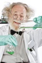 Mad scientist conducts chemistry experiment