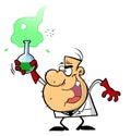 Mad Scientist Holds Bubbling Beaker Of Chemicals