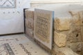 Part of the restored antique interior in Memorial Church of Moses on Mount Nebo near the city of Madaba in Jordan