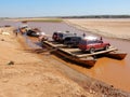 Madagascar, Bush ferry, wooden pontoon at a river